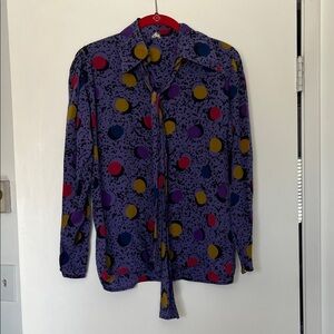 Ungaro Solo Donna Silk Italy Paris Vibrant Polka Dot Blouse